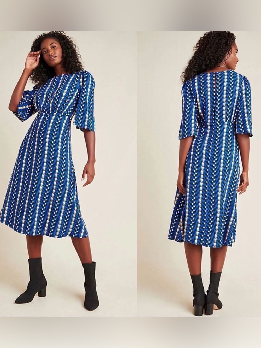 The Odells for Anthropologie Marjorie Geo Midi Dress